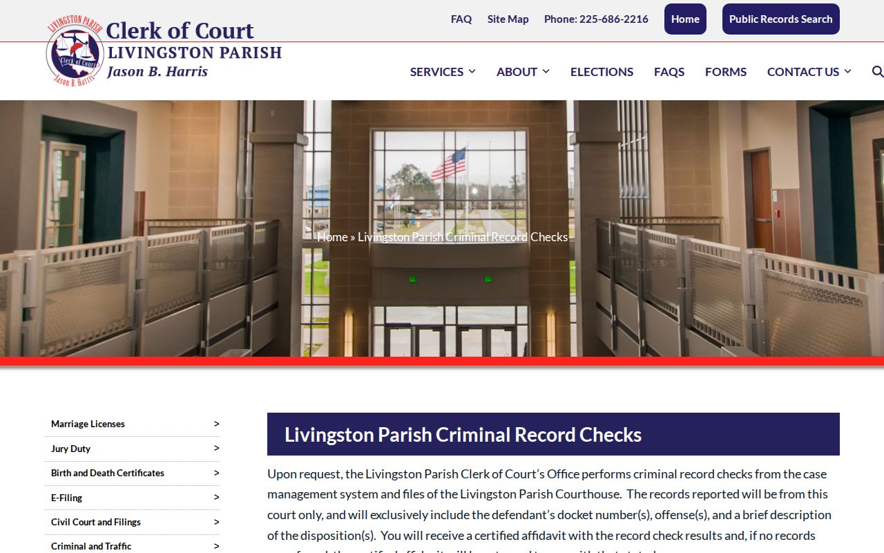 Livingston Parish court release record check source