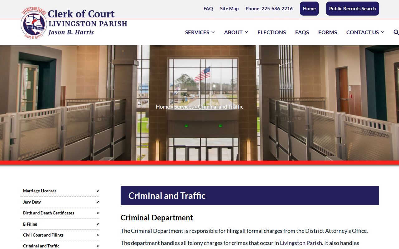 Livingston Parish 72-hour release research from the Clerk criminal record source