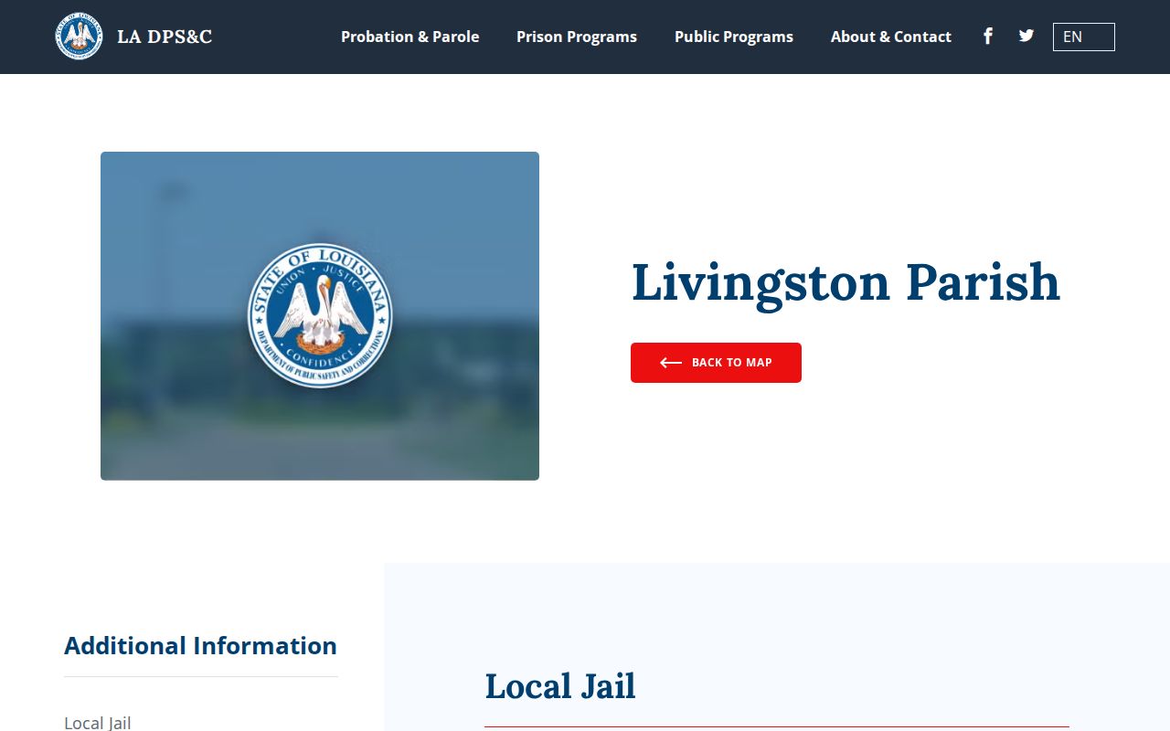 Livingston Parish Detention Center release record facility listing