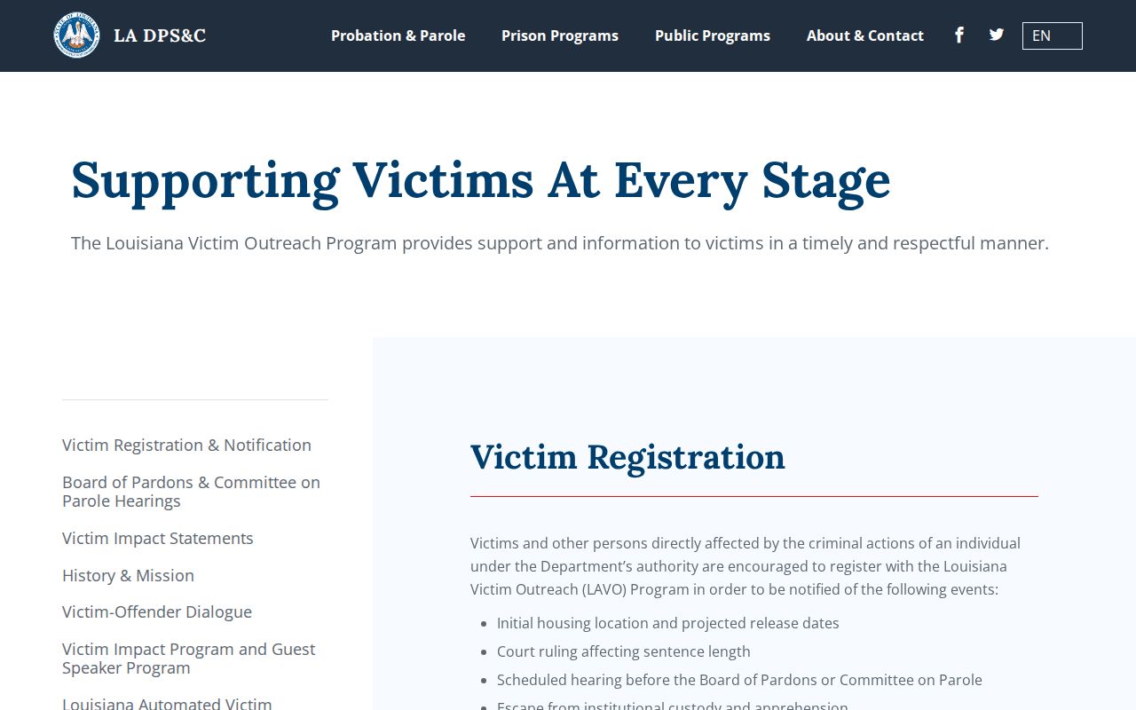 Livingston Parish VINE inmate check distinguishing formal Louisiana Victim Outreach registration